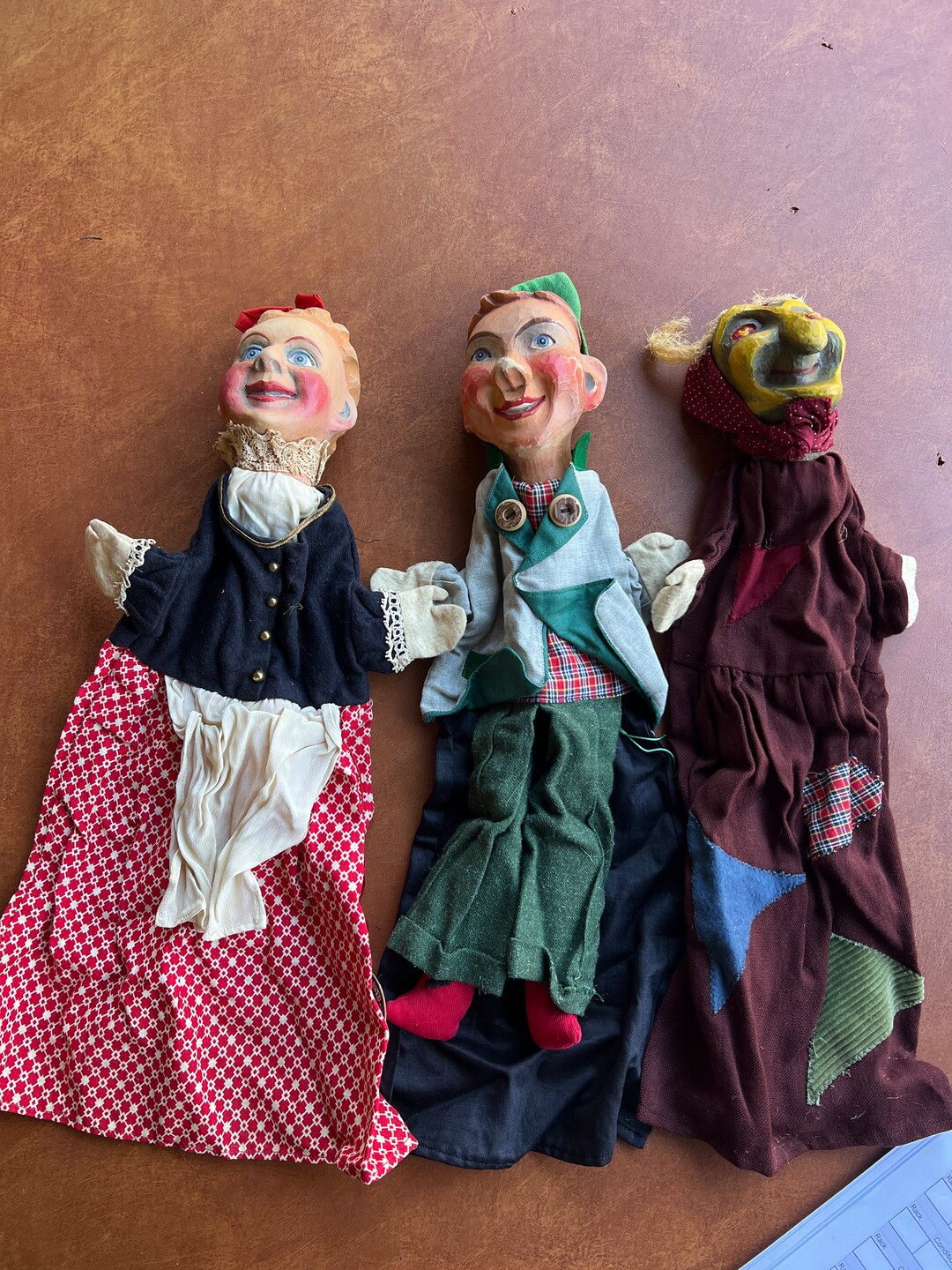 Lot of 3 Vintage 1970s German Hand Puppets With Wooden Heads Etsy