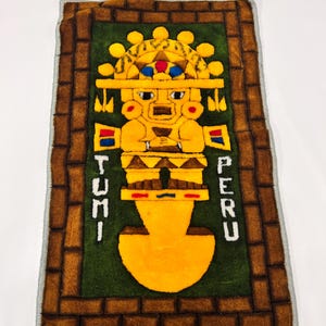 Vintage Peruvian Handmade Fur Wall Rug Tapestry Artisan