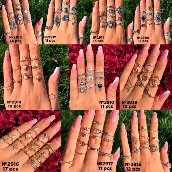 Antike Ringe, verschiedene Ringe, Ringe für Frauen, Boho Ring Set, Gothic Ring Set, Knuckle Ringe, Punk Ring, Ring Pack, Ring Set, Midi Ring Set