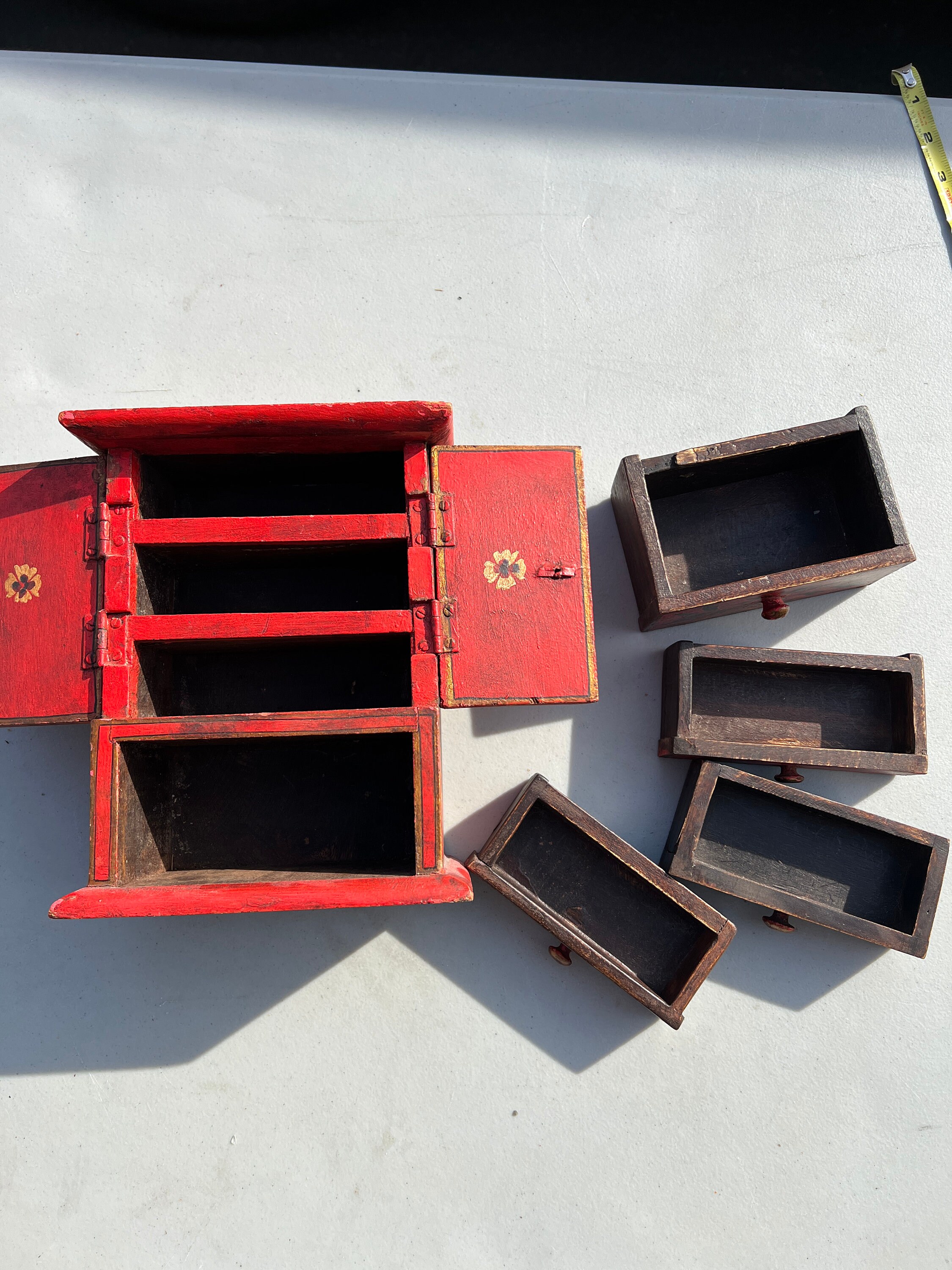 Primative Red Hand Painted Jewelry 9 X 7 X Etsy