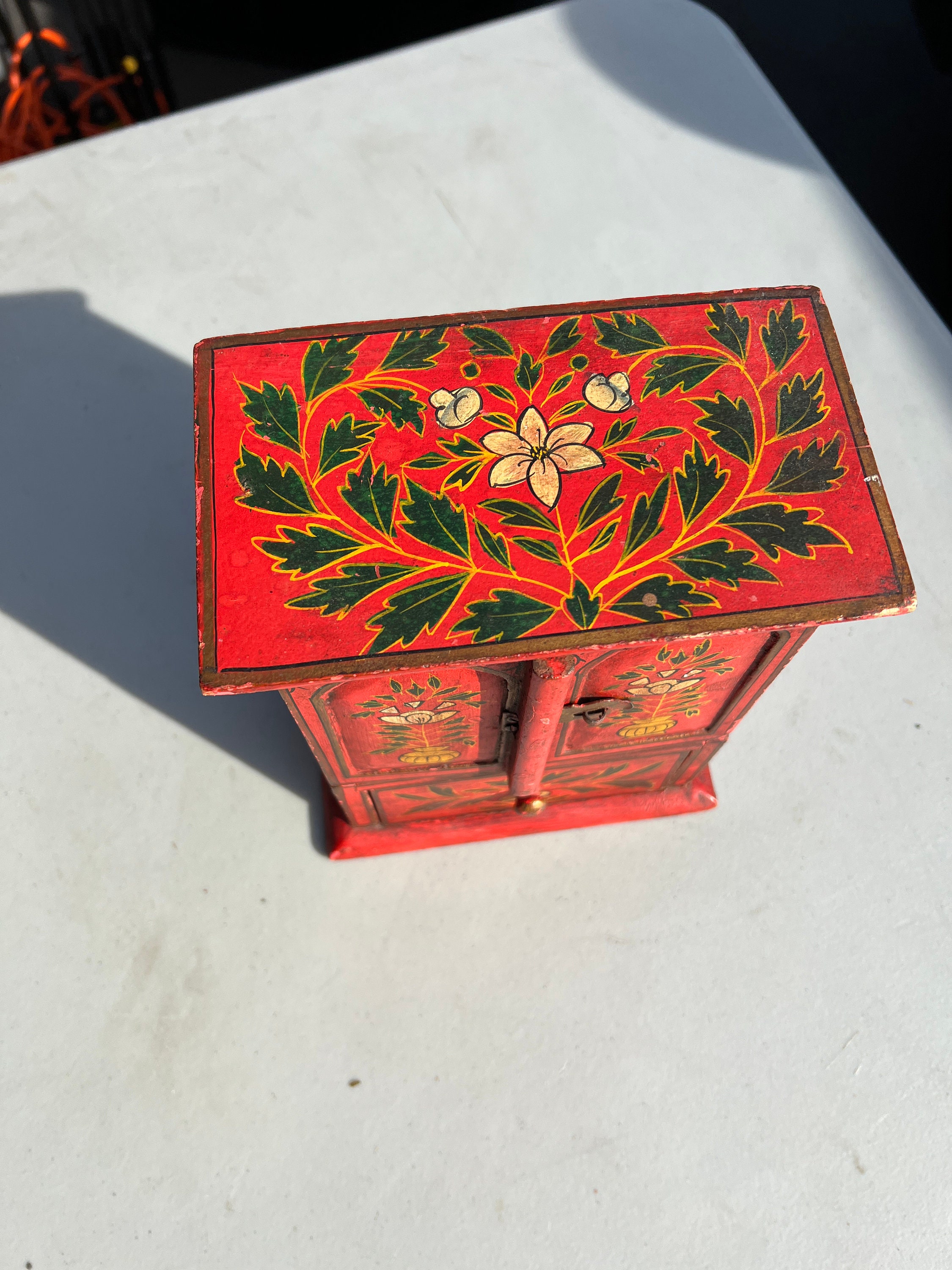 Primative Red Hand Painted Jewelry 9 X 7 X Etsy