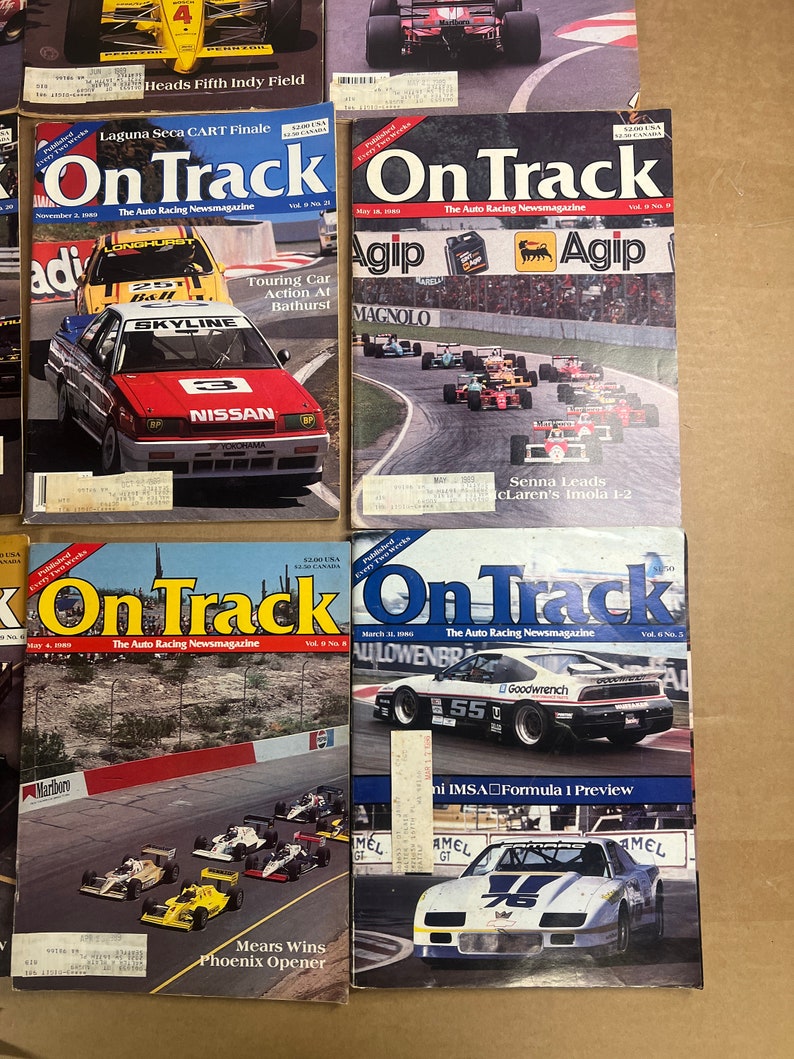 Kavel van 12 vintage 1986,1989 On Track The Auto Racing News Magazine afbeelding 2