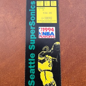 “Seattle Supersonics 1994 NBA Playoffs Runde 1 Spiel A “Seattle Coliseum Ticket Stub”.