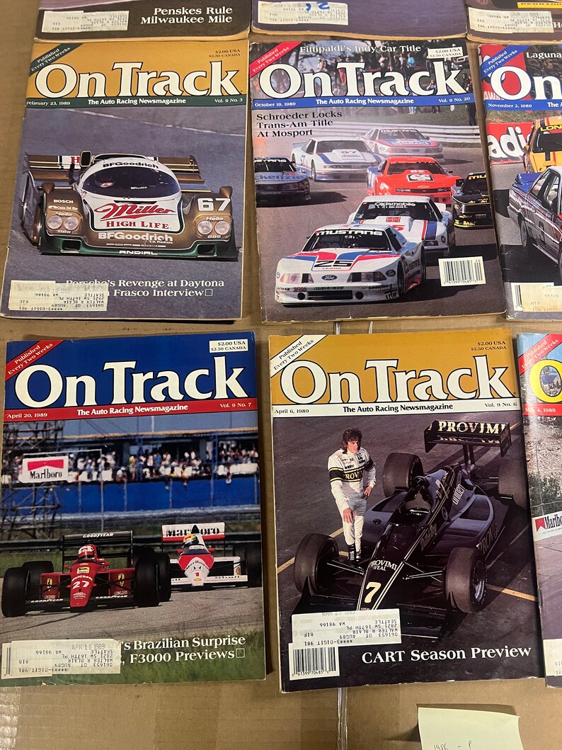 Kavel van 12 vintage 1986,1989 On Track The Auto Racing News Magazine afbeelding 4