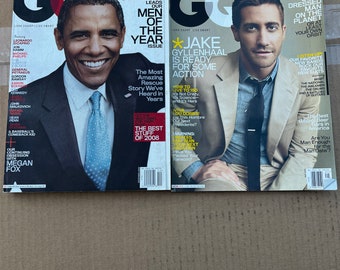 Lot de 2 GQ Magazine Mai 2010 Jake Gyllenhaal, décembre 2008 Barack Obama