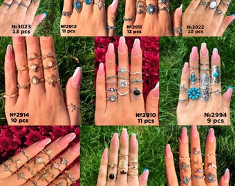 Antique Rings, Assorted Rings, Rings for Wome, Boho Ring Set, Gothic Ring Set, Knuckle Rings, Punk Ring, Ring Pack, Ring Set, Midi Ring Set