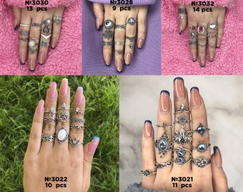 Stapelring, Ringe Sets für Frauen, stapelbar Ring Set, Boho Ring, Ring Set Boho, Gothic Ring Set, Boho Schmuck, zierlicher Ring,