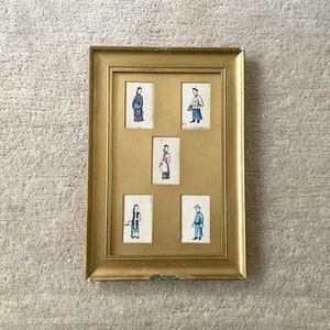 Pittura d'epoca cinese su carta di midollo, gouache, arte orientale, Cina, disegno, opera d'arte, asiatico, artigianato antico