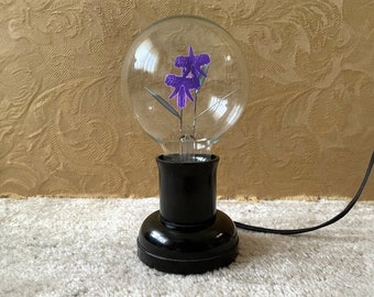 Lampe à fleurs lumineuses lumineuses en bakélite vintage de style Aerolux, ampoule électrique au néon, design des années 1970 et 70