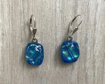 Vintage japonés hecho a mano vidrio artesanal soplado pendientes azules mariposa joyería bijoux hecho a mano insecto japonés