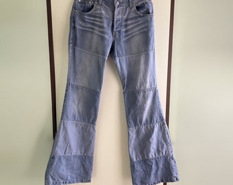 Greenage Italia vintage jeans flare denim pantaloni 38 40 M jean retrò anni '90 y2k hippie goa boho blu pattinatore