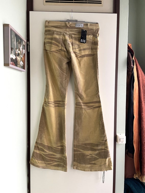 Vintage corduroy flared beige tie dye pants M 38 … - image 8