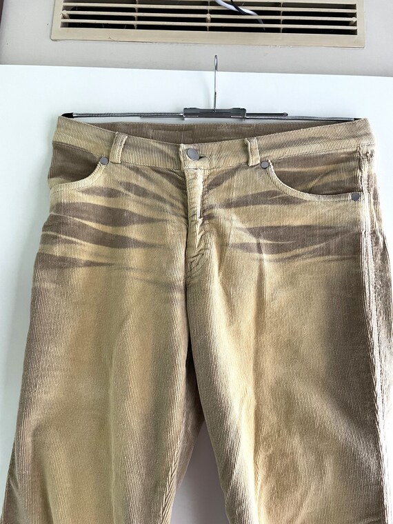 Vintage corduroy flared beige tie dye pants M 38 … - image 7