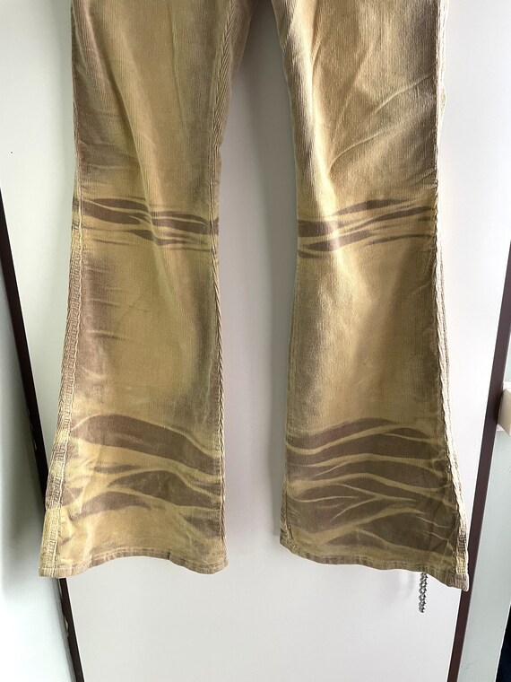 Vintage corduroy flared beige tie dye pants M 38 … - image 4