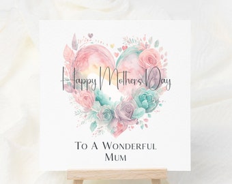 Mothers Day Card For Mum,  On Mothers Day, For A Wonderful Mum,  Mothers Day, Mothers Day Card, Mothering Sunday,