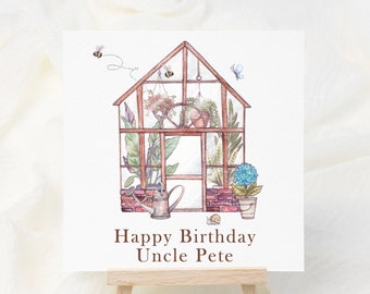 Personalised Greenhouse Birthday Card, Greenhouse, Birthday Card For Him, Gardening Card, For Grandad,