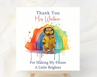 Personalised Teacher Thank You Card,  Teacher Card, Personalised, End of Year Teacher Card, Nursery Teacher Card, End of Term,
