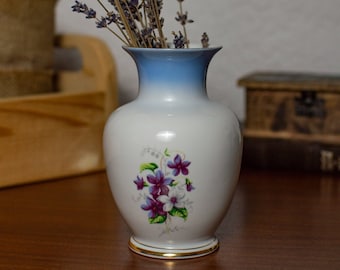 Vintage Hollohazi Porzellan Vase | 70er Jahre Ungarisches Blumen Dekor