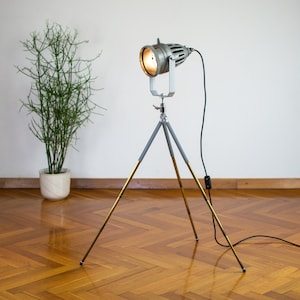 Mid-century Adjustable Floor Lamp | 70&#39;s Standing Light | Vintage Industrial  Lamp |  Tripod Desk Table Office Spotlight
