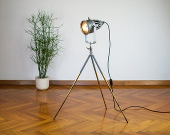 Mid-century Adjustable Floor Lamp | 70's Standing Light | Vintage Industrial  Lamp |  Tripod Desk Table Office Spotlight