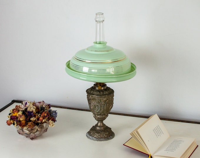 Midcentury Oil Lamp Vintage Kerosene Lamp Antique Brass Petroleum Oil