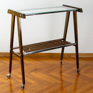 60's Trolley | Vintage TV or Radio Console Table| Mid-century End Table | Serving Bar | Retro Flower Stand | Made in Italy