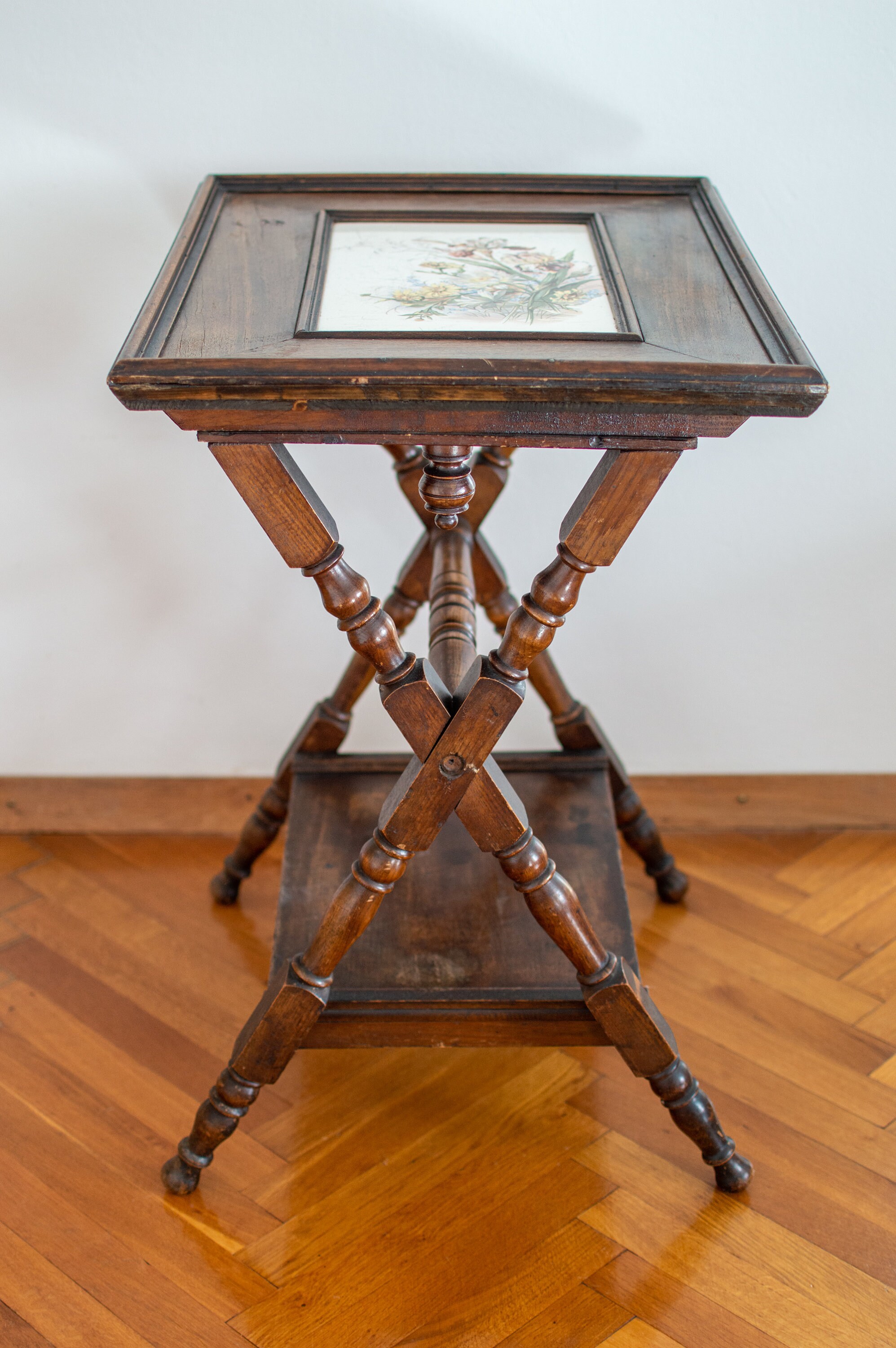 Antique Small Table 30s Stand Old Table With Porcelain Etsy