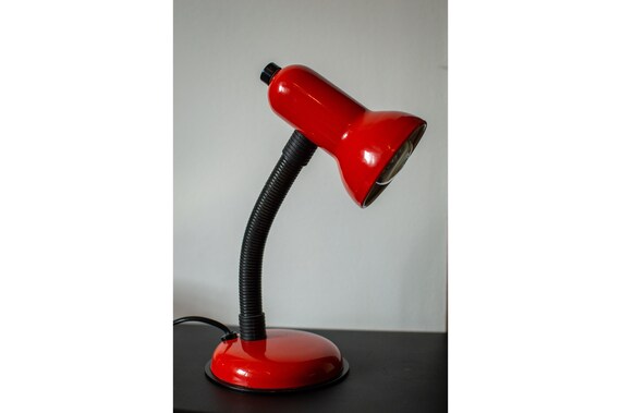 Vintage Desk Lamp in Red and Black 80s Office Table Lamp