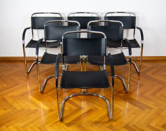 Chaise en porte-à-faux des années 80 | chaises de bureau vintage | Tabourets de bureau chromés | Fauteuil de style Mart Stam moderne du milieu du siècle | Tabouret en cuir rétro