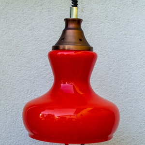 Vintage Orange Space Age Pendant Lamp / Vintage Cased Glass Pendant Lamp made in Yugoslavia / MCM Lighting / Mid century Ceiling Light Lamp