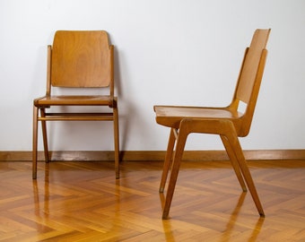 Mid-century Modern Stacking Chairs | Retro Modern Side Chair | Vintage Wooden Bistro Stool | 50's Furniture | Franz Schuster chair