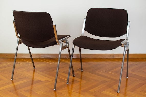 Vintage Office Chairs | Giancarlo Piretti for Castelli | Mid-century Modern Dining Chair | 70's Stacking Stools | Space Age Italian Design