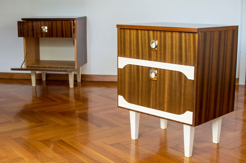 A Pair of Nightstands Retro Modern Nightstands Midcentury Etsy