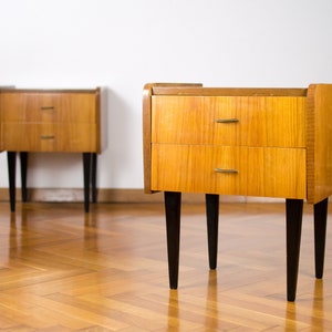 Pair of Nightstands | Retro Modern Nightstand | Mid-century Polished Bedside Table | 60&#39;s Furniture | Vintage Yugoslavian Console Tables