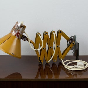 Vintage Desk Lamp | Industrial Scissors Light | Mid-century Wall Lamp | 60&#39;s Accordion Lighting | Antique Adjustable Lamp