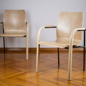 Mid-century Modern Wooden Chairs | Retro Stacking Side Chair | Vintage Living Room Stool | Stol Kamnik | A pair of Stools