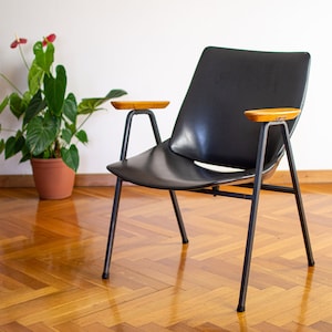 Mid-century Scandinavian Design Lounge Chair | Vintage Niko Kralj Office Armchair | Space Age Shell Stool | Minimalist Accent Chairs