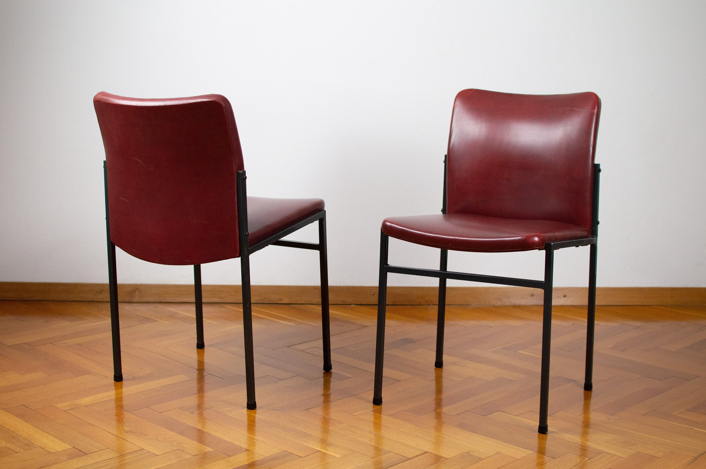 Mid-century Modern Dining Chairs Retro Leather Chair - Etsy