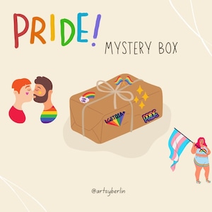 Pride LGBTQIA+ Mystery Box | Sticker Surprise Pack | Gift Ideas | Queer Gift | Pin | Bisexual Lesbian Pansexual | Gift box Surprise