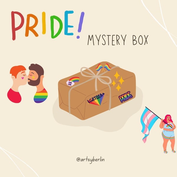 Pride LGBTQIA+ Mystery Box | Sticker Surprise Pack | Gift Ideas | Queer Gift | Pin | Bisexual Lesbian Pansexual | Gift box Surprise