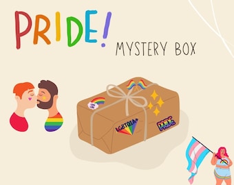 Pride LGBTQIA+ Mystery Box | Sticker Surprise Pack | Gift Ideas | Queer Gift | Pin | Bisexual Lesbian Pansexual | Gift box Surprise