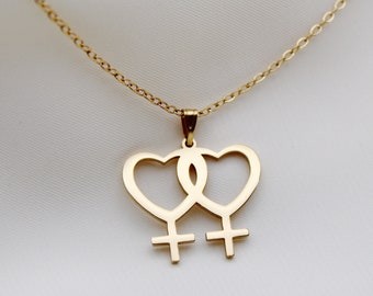 Venus Heart Symbol Necklace | Feminist Women&#39;s Symbol Necklace | Feminist Jewelry | Woman Pride Gender Symbol | LGBTQIA + Lesbian