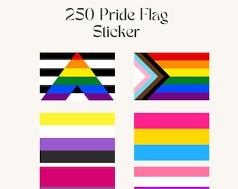 250 pegatinas de la bandera del orgullo de Progress | Orgullo Queer LGBTQ+ | LGBTQIA+ | Pegatina Queer | Transgénero Bisexual No Binario Asexual | pegatinas de bandera