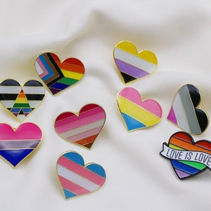 LGBTQIA Flag Pin Transgender Pin Feminism Ally Pin Progress Flag Pin Lesbian Email Pin Pride Flag Gay Pin Queer Ally Heart image 1