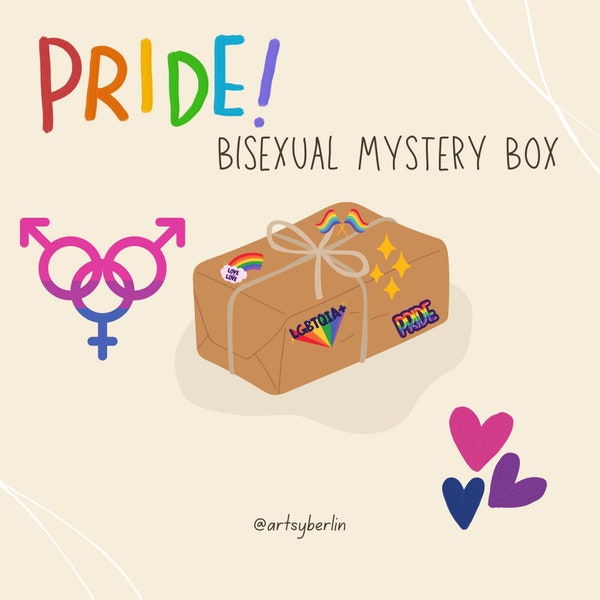 Bisexual Pride LGBTQIA+ Mystery Box | Gift Ideas | Queer Poison | Badge Pin | Jewelry Grab Bag | Gift box surprise