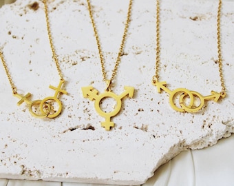 Venus Symbol Necklace | Mars Transgender Necklace | Feminist Jewelry | Lesbian Gay Pride Gender Symbol | LGBTQIA +