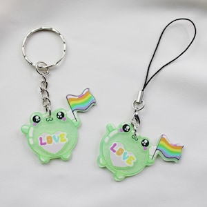Cute Frog Keychain | Kawaii frog pendant | Pride Queer LQBTQIA Frog Keychain Phone chain