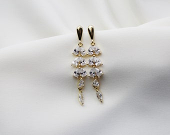 Braut Ohrringe | Ohrringe zur Hochzeit | Zirconia Hochzeitsschmuck | Bridal earrings | Kristall Ohrringe | Tropfen Hochzeit Brautschmuck