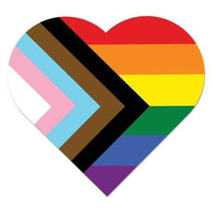 500 Progress Pride Flag Heart Sticker Roll Labels | Pride Queer LGBTQ+ | LGBTQIA+ Colors | Queer Stickers | Equality| Heart Stickers
