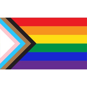 プログレスプライドフラッグステッカー |プライド クィア LGBTQ+ | LGBTQIA+ カラー |奇妙なステッカー |平等|ハートステッカー